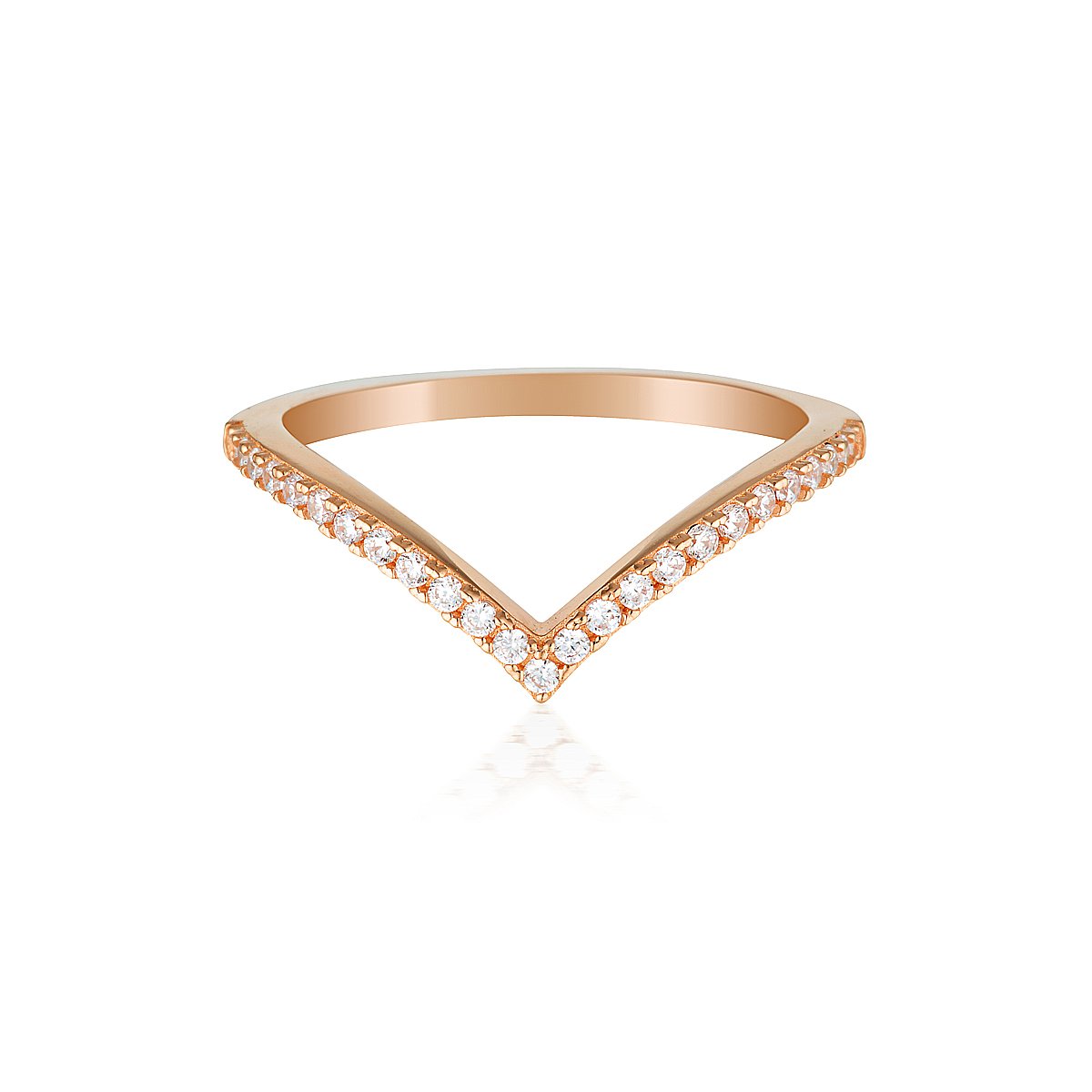 Georgini Rose Gold Rock Star V Ring- Size 8