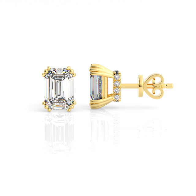 Georgini Elegant Essentials 7mm Emerald Cut Hidden Halo Stud Earrings