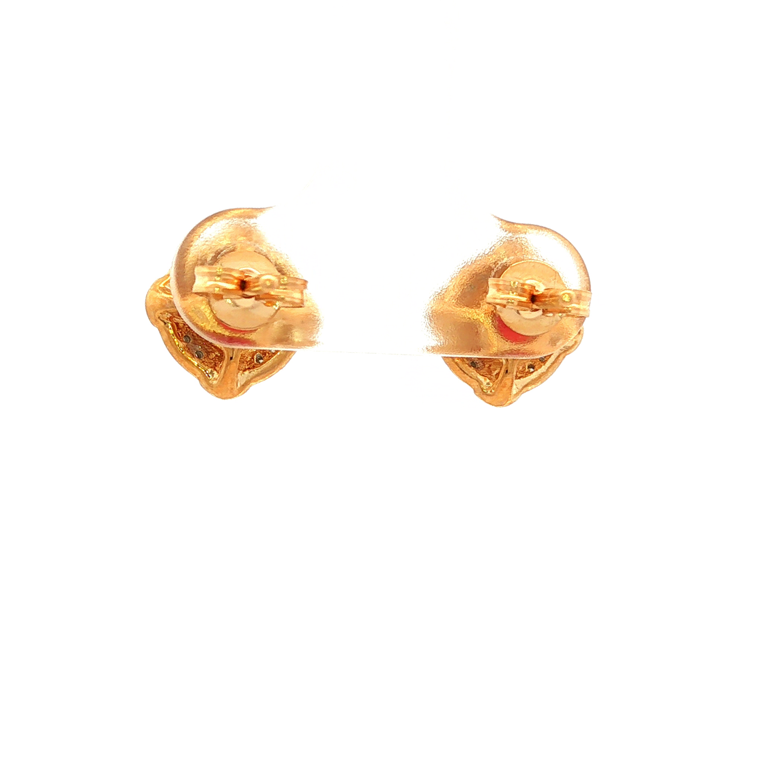 Diamond and Garnet Stud Earrings in Yellow Gold