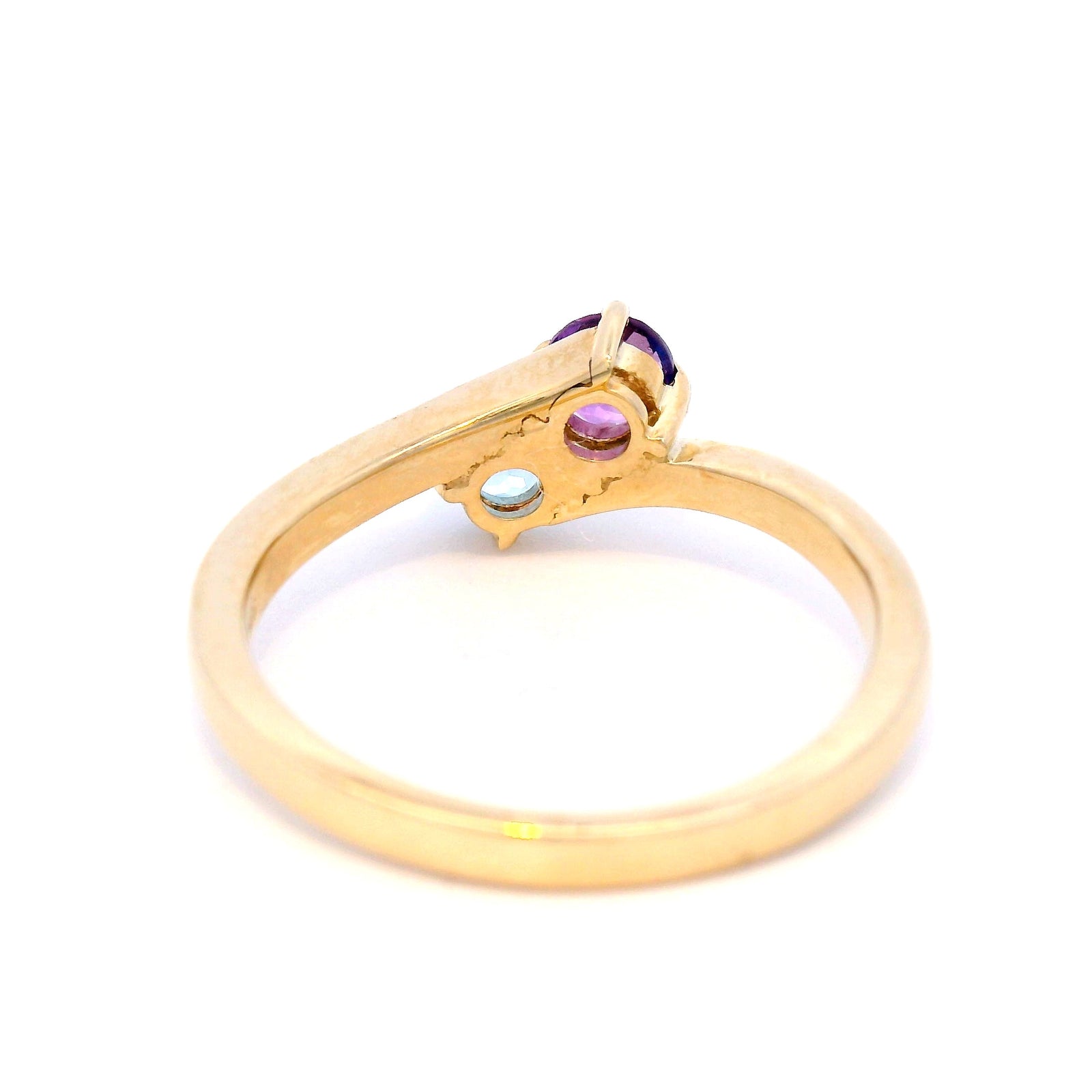Blue Topaz and Amethyst Dress Ring in Yellow Gold