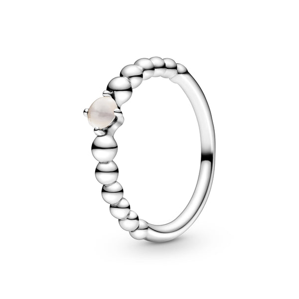 June Misty Rose Silver Ring with Man-Made Misty Rose Crystal