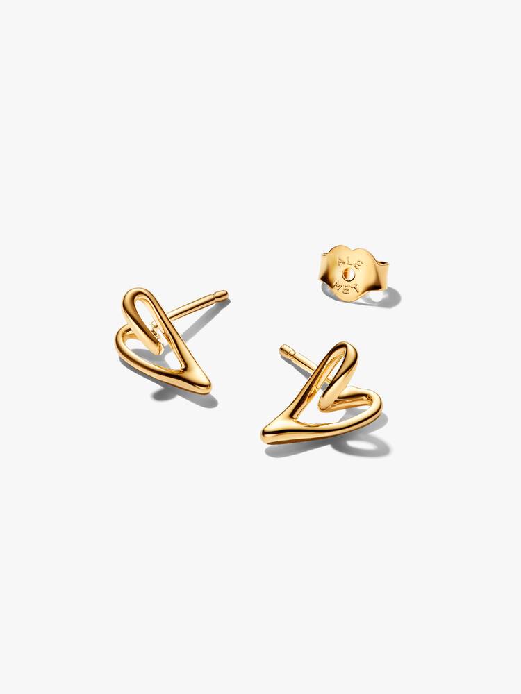 Pandora Organically Shaped Heart Stud Earrings