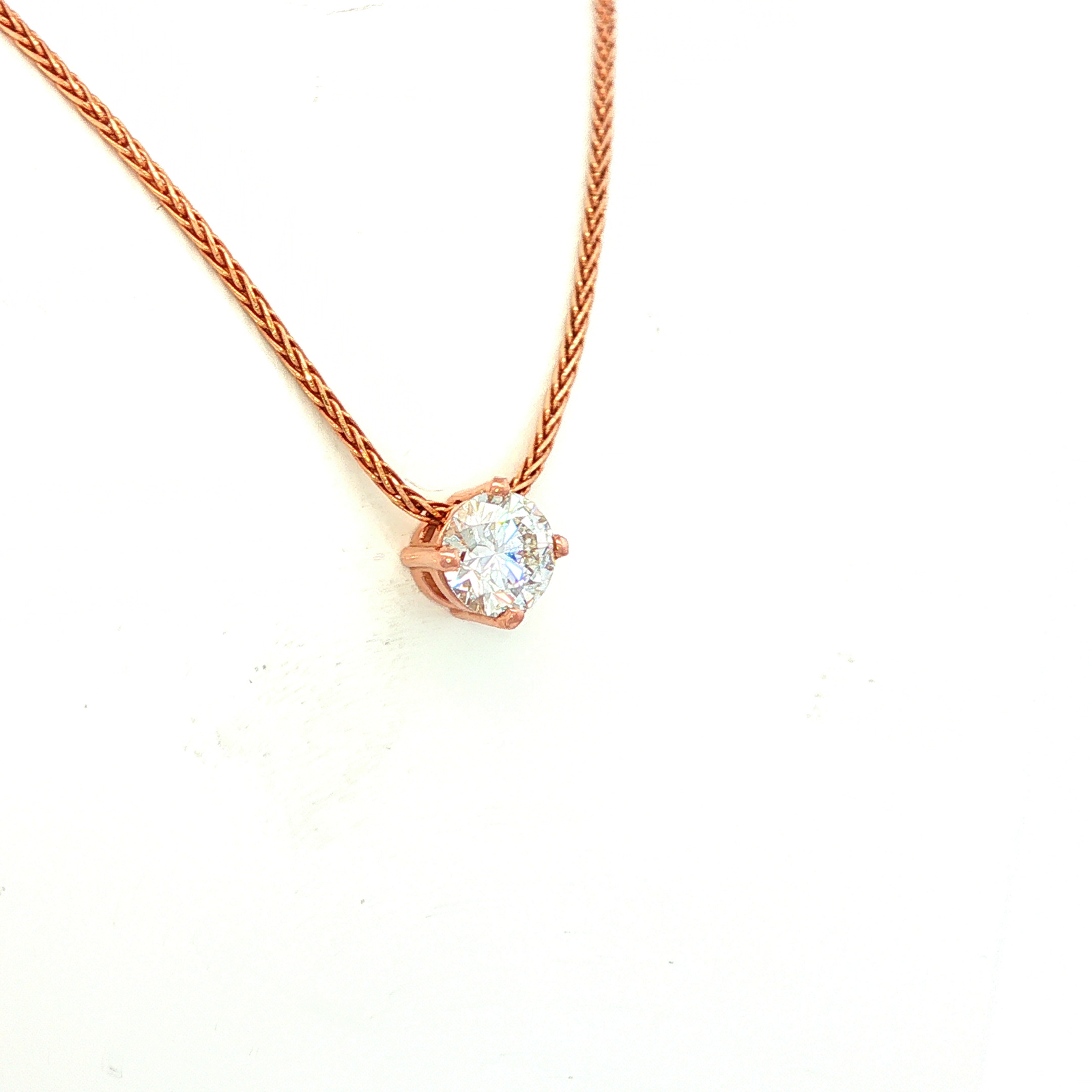 Magic Wheat Chain with Natural Diamond Necklace in Rose Gold