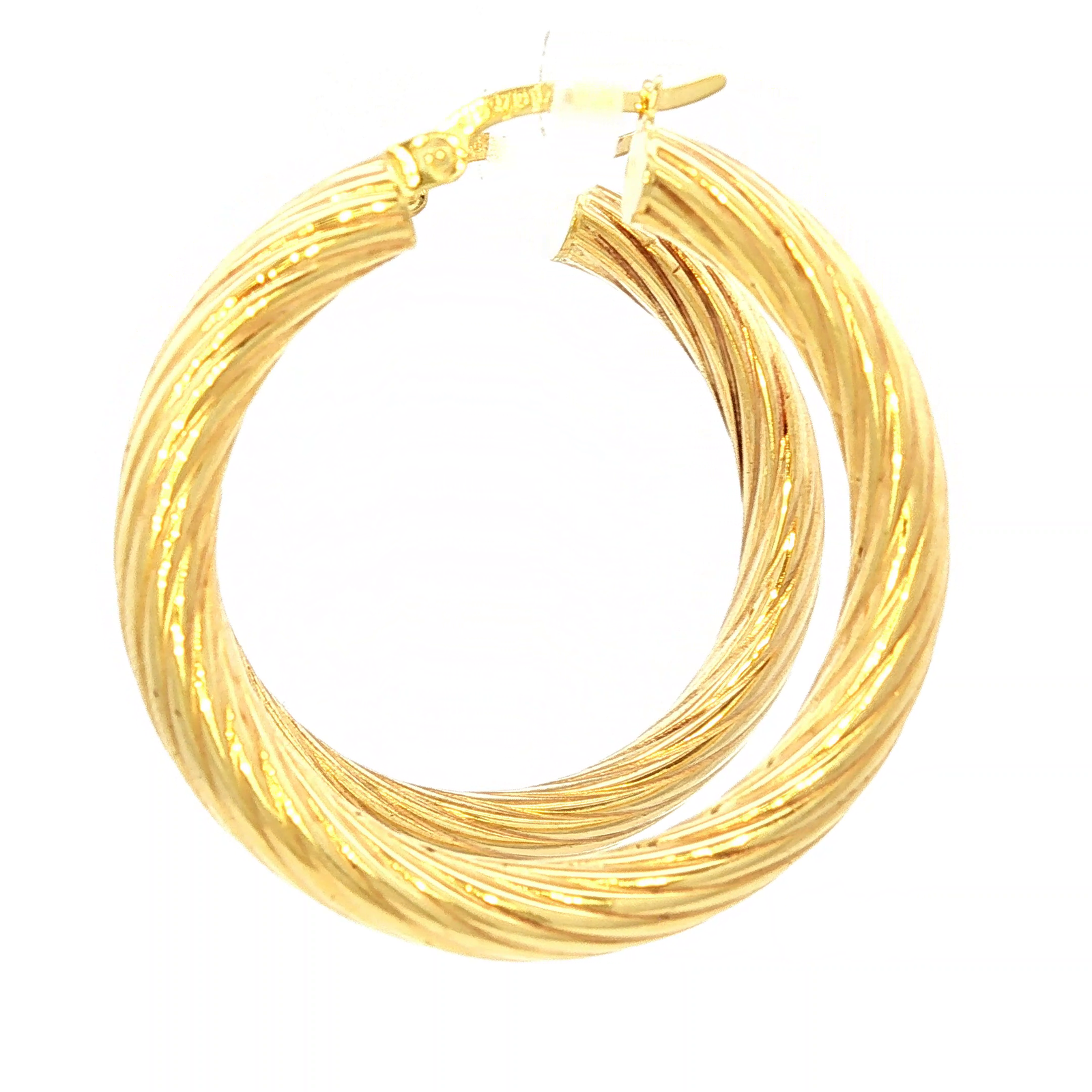 Twist Tube Hoop in Yellow Gold