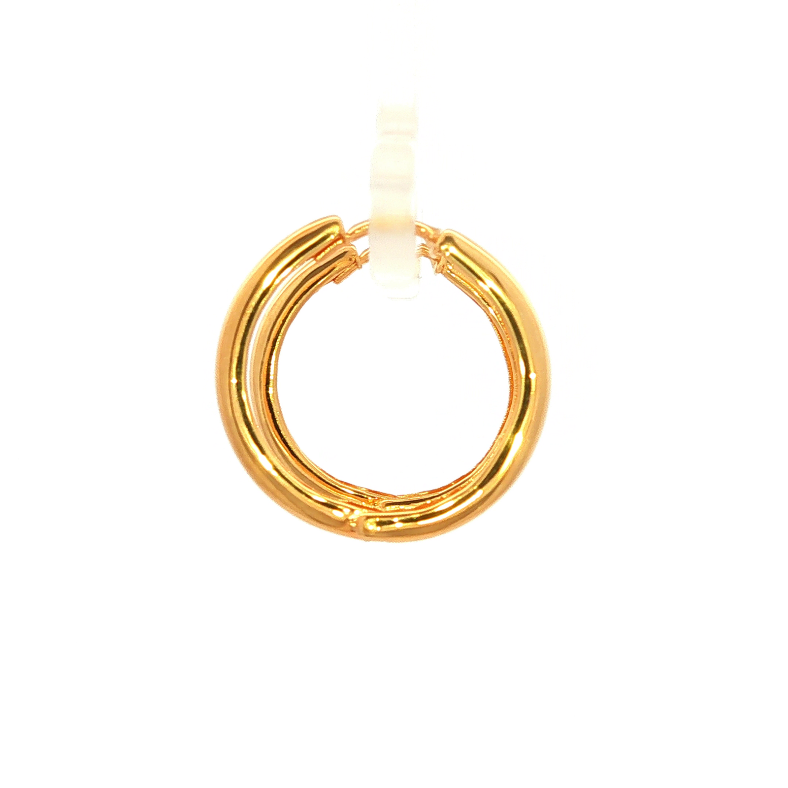 Yellow Gold and Silver Bonded Plain Huggie Earring