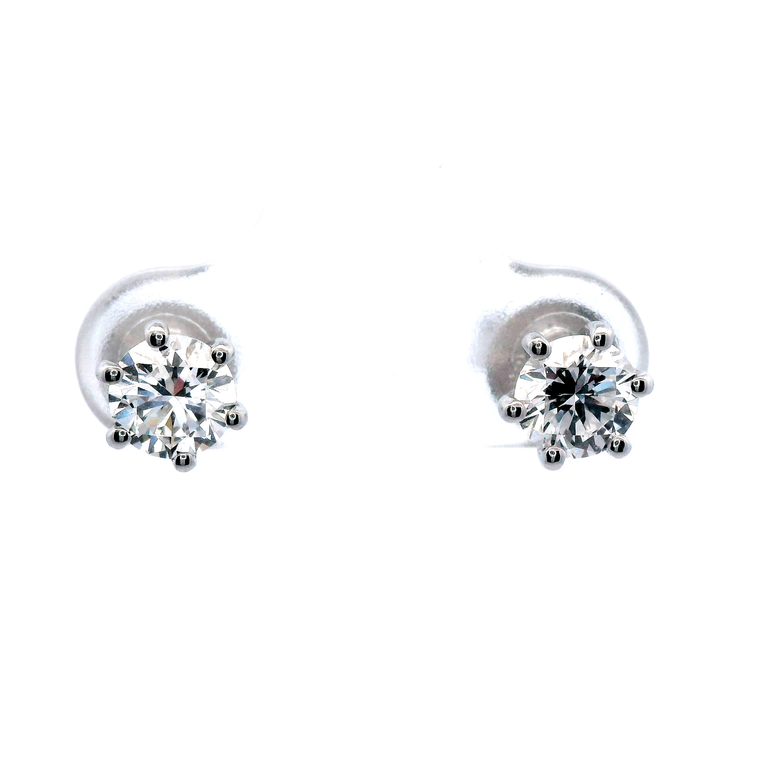 Diamond Stud Earrngs in a White Gold 6 Claw Setting