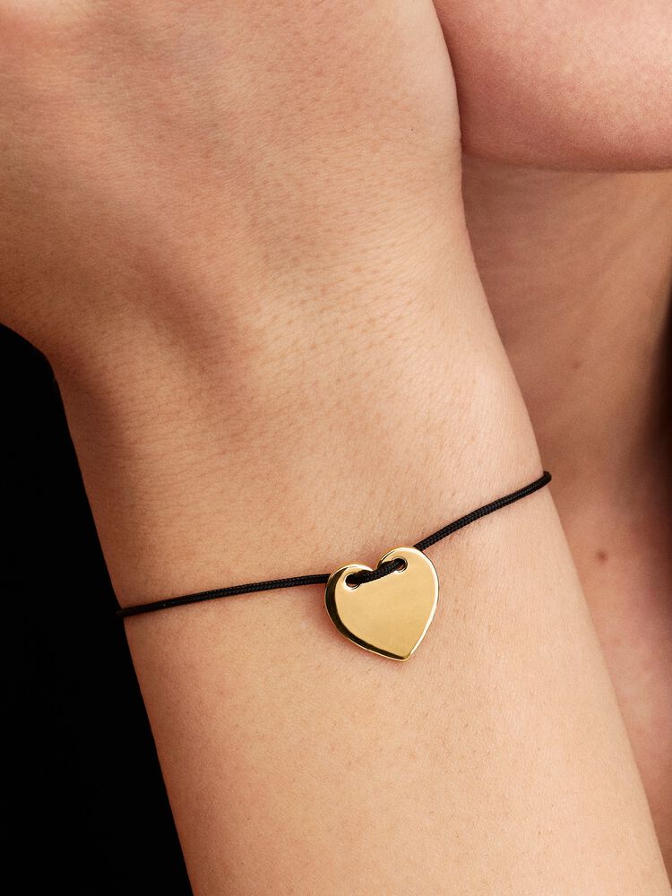 Pandora Engravable Heart Black Cord Slider Bracelet