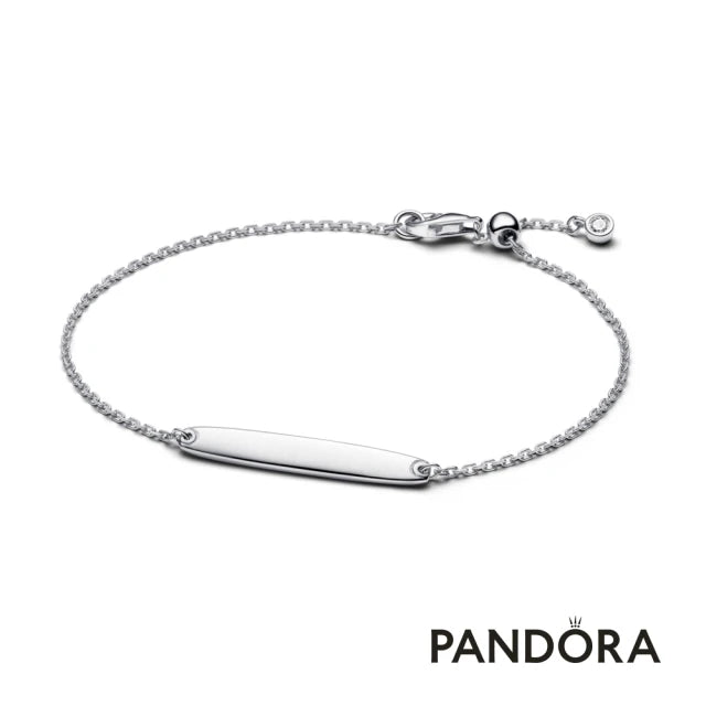 Engravable 14k gold-plated bar bracelet with clear cubic zirconia