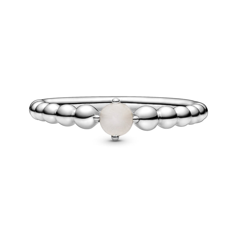 June Misty Rose Silver Ring with Man-Made Misty Rose Crystal