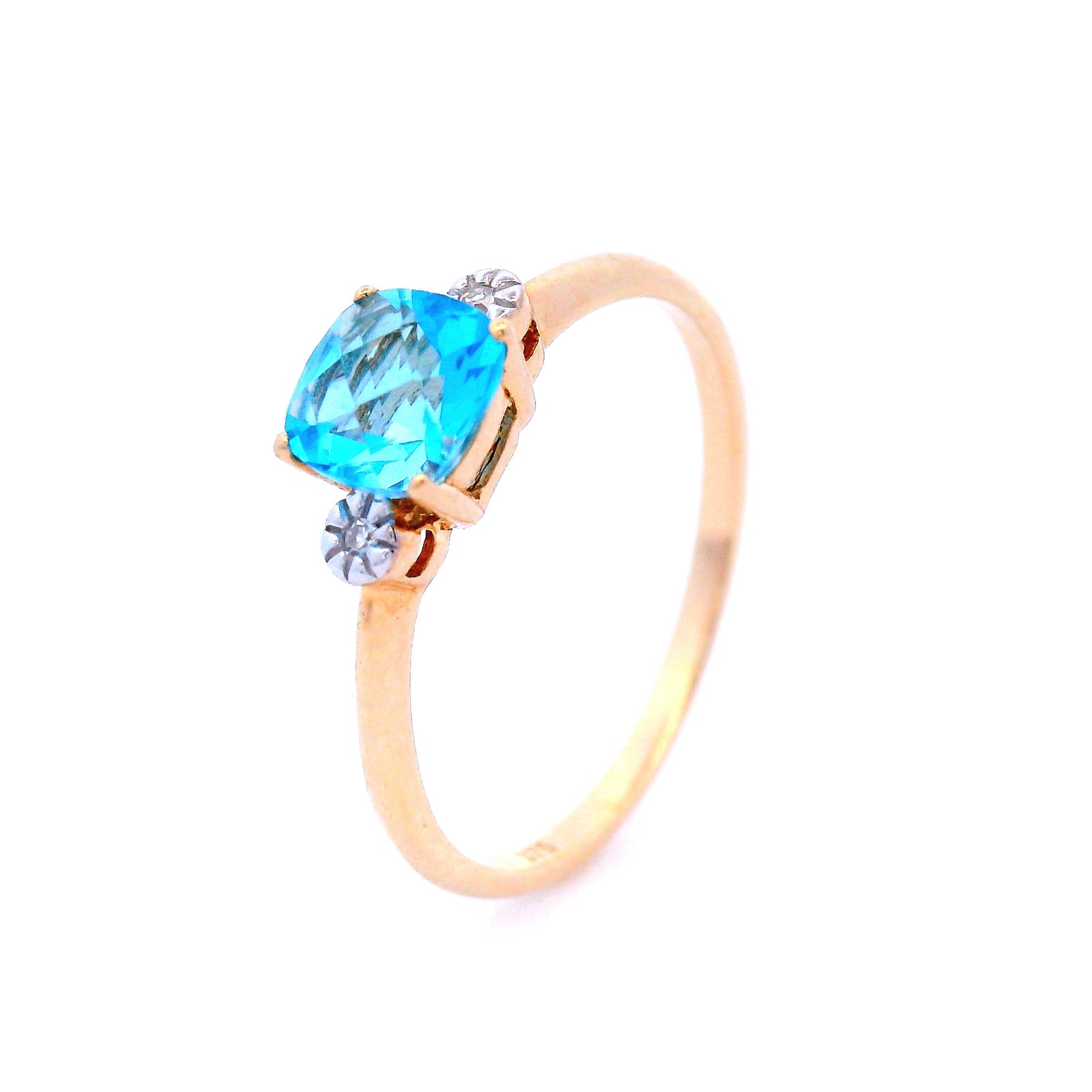 Natasha Square Blue Topaz & Diamond Dress Ring