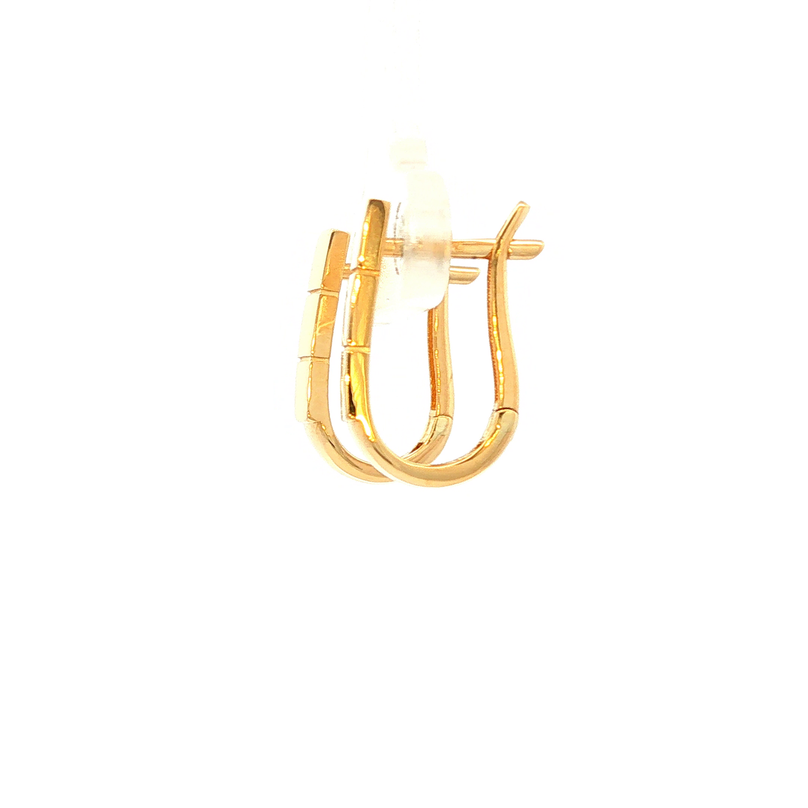 Oblong Lined Clip Earring in Yellow Gold