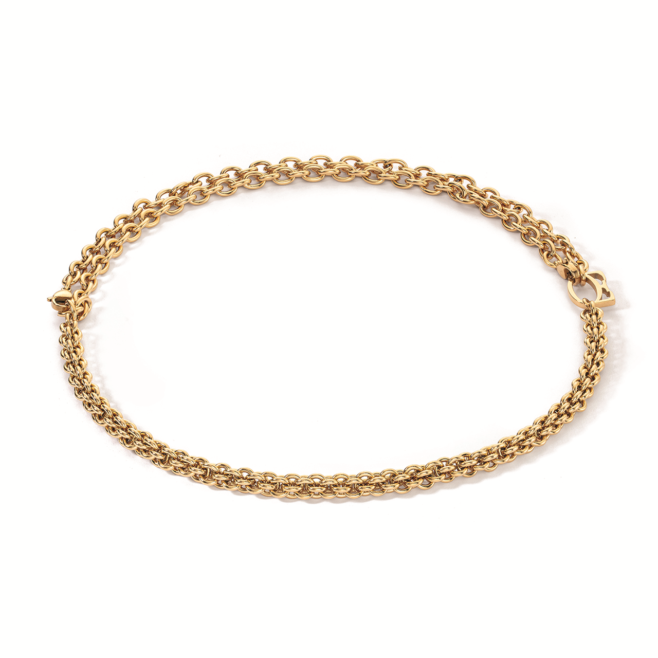 Necklace, Stainless steel gold plated variegated chain style multiwear necklace. Wear layered short or long.