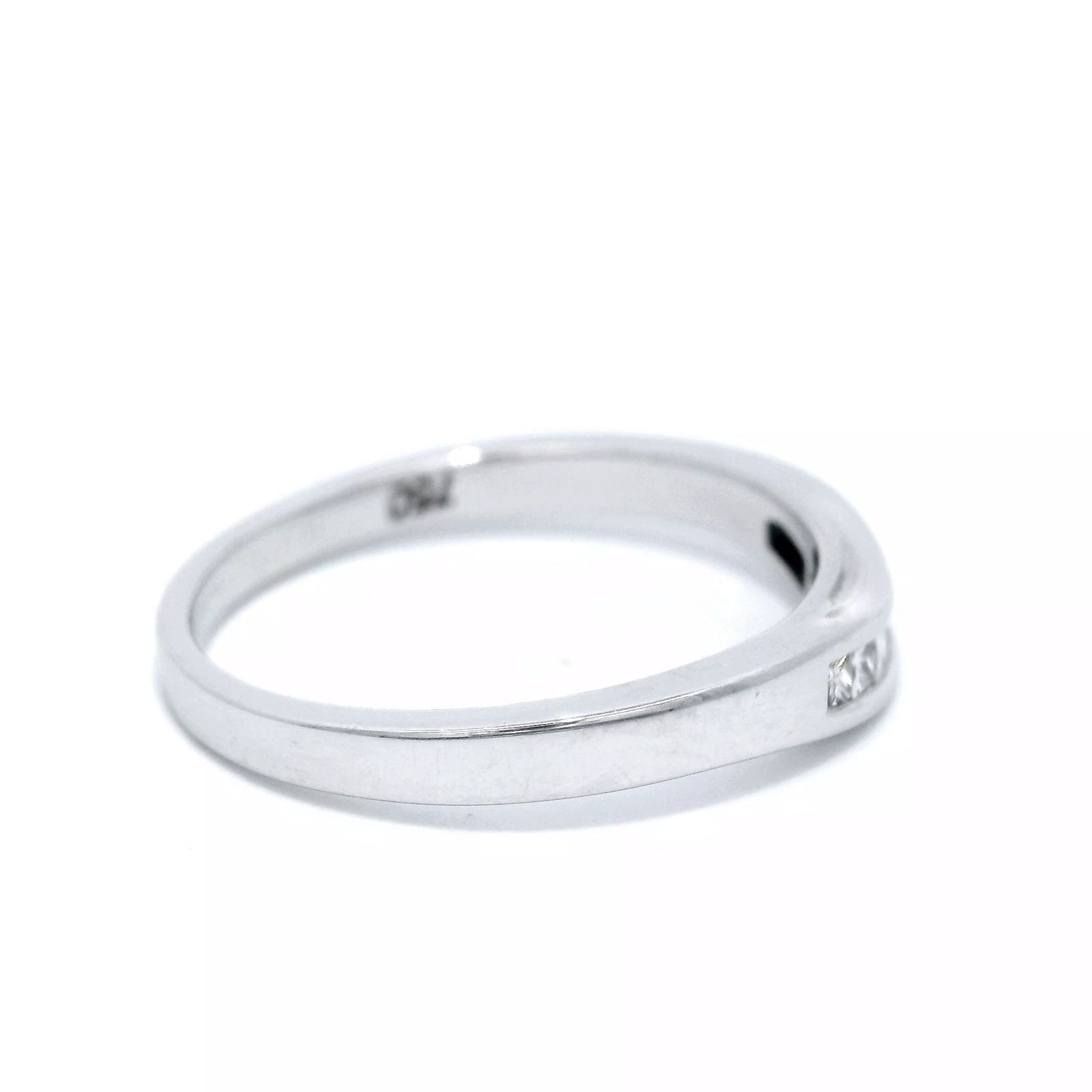 Diamond Princess Cut Channel Set Curved Eternity Ring in White Gold