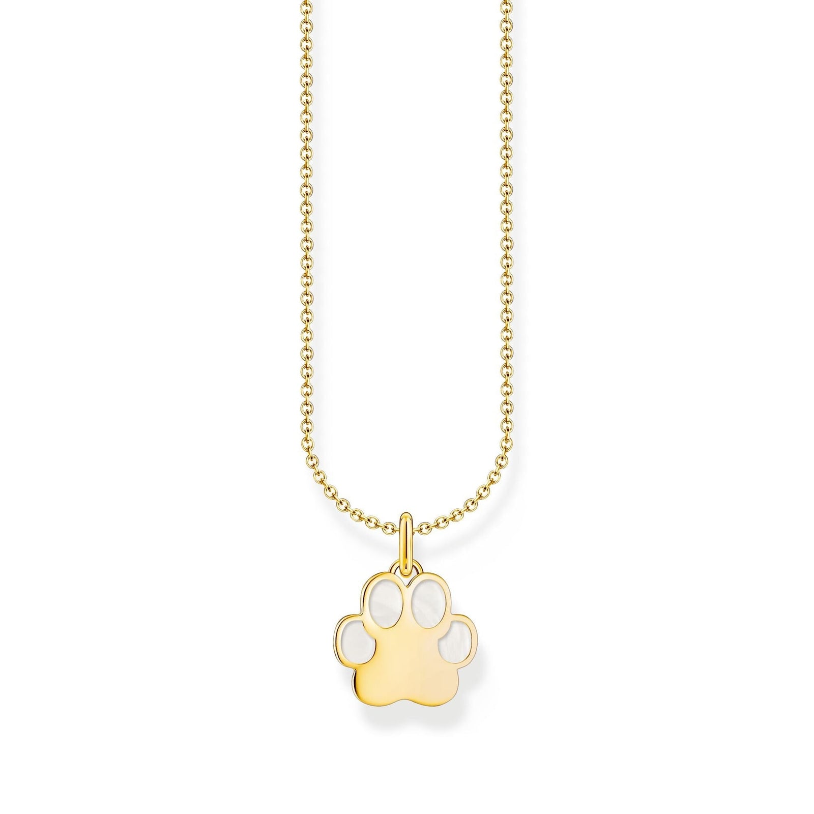 Thomas Sabo Necklace With Paw Pendant And Cold Enamel - Gold