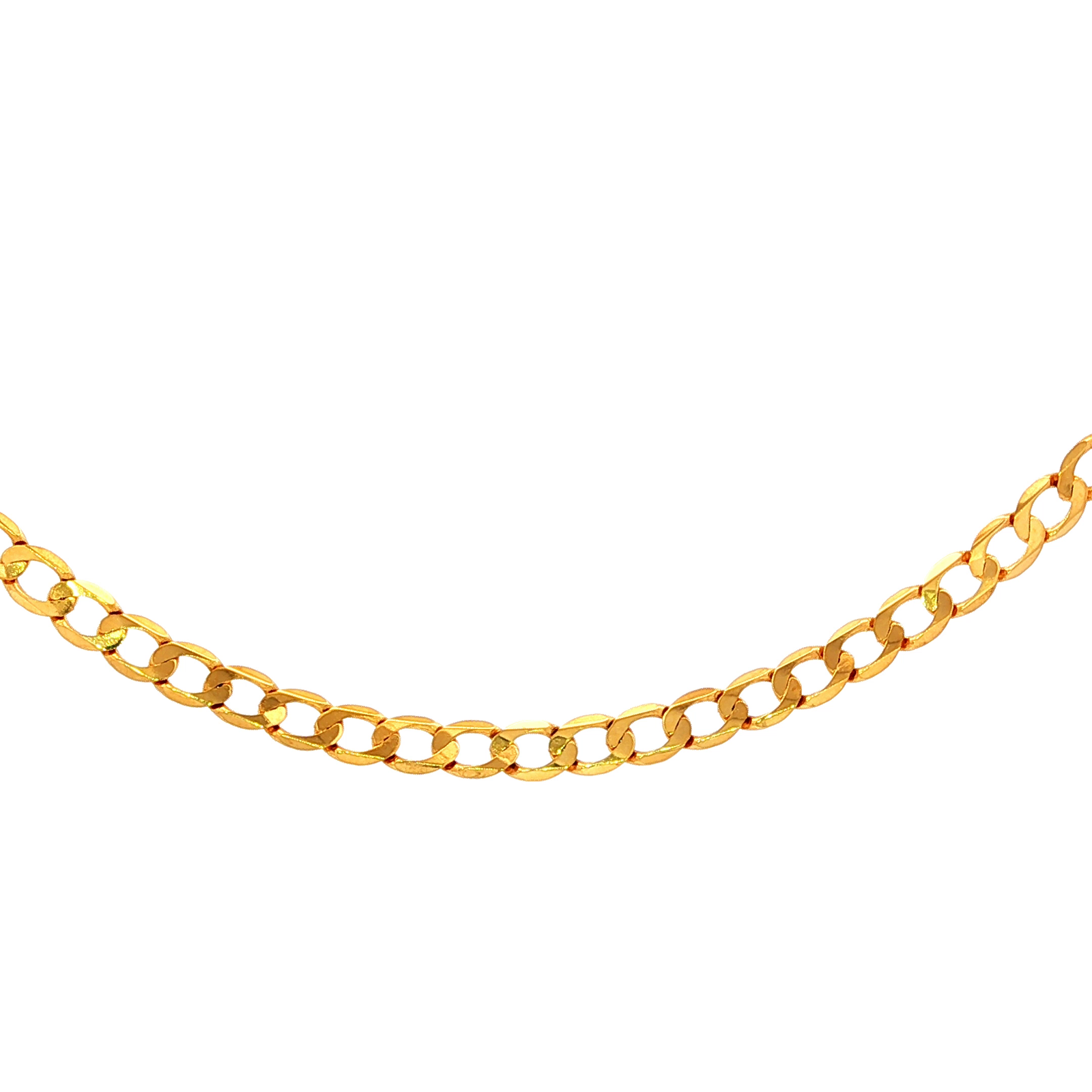 Diamond Cut Round Edge Open Curb Necklace in Yellow Gold
