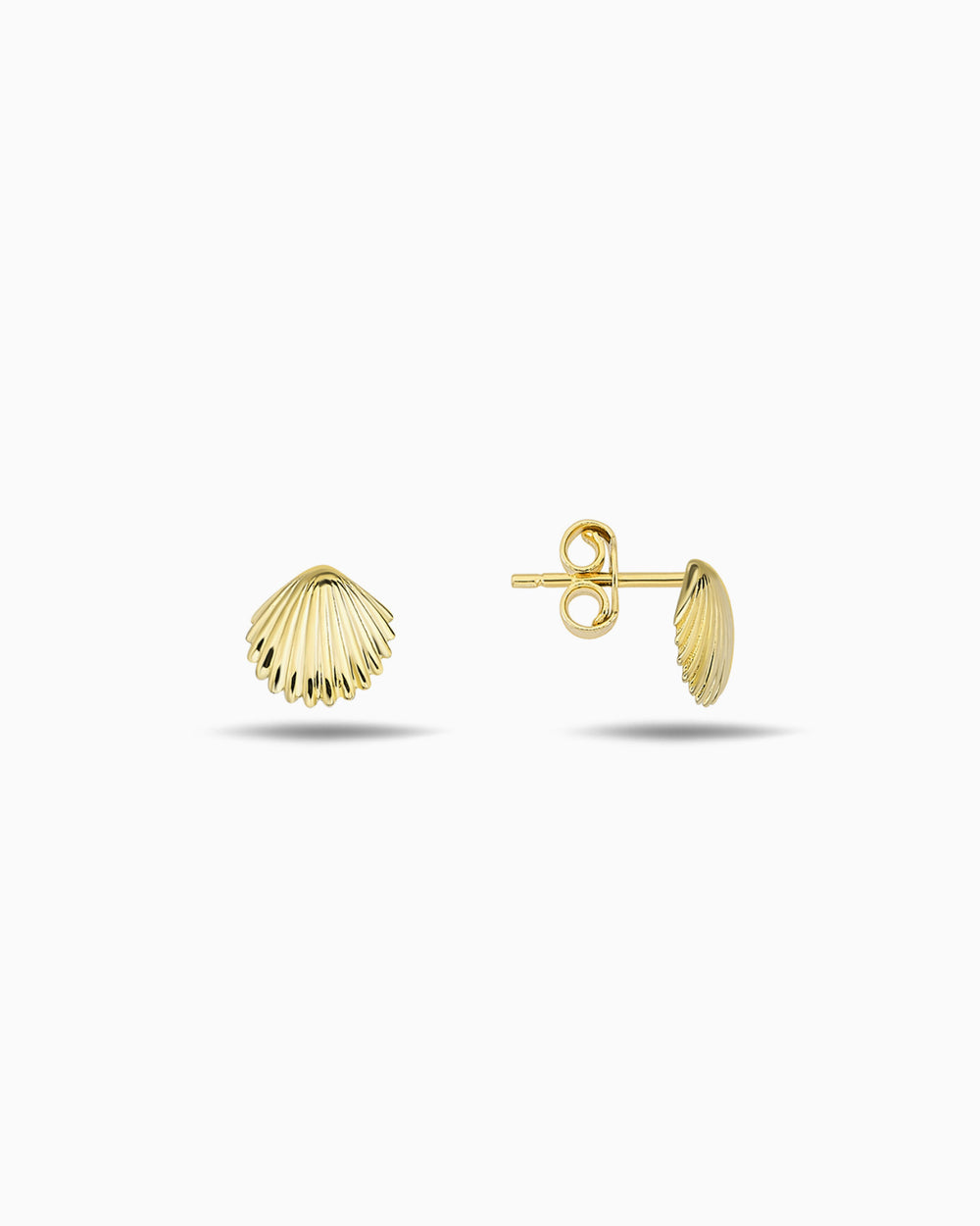 Oceane 9K Gold Clam Shell Stud Earrings