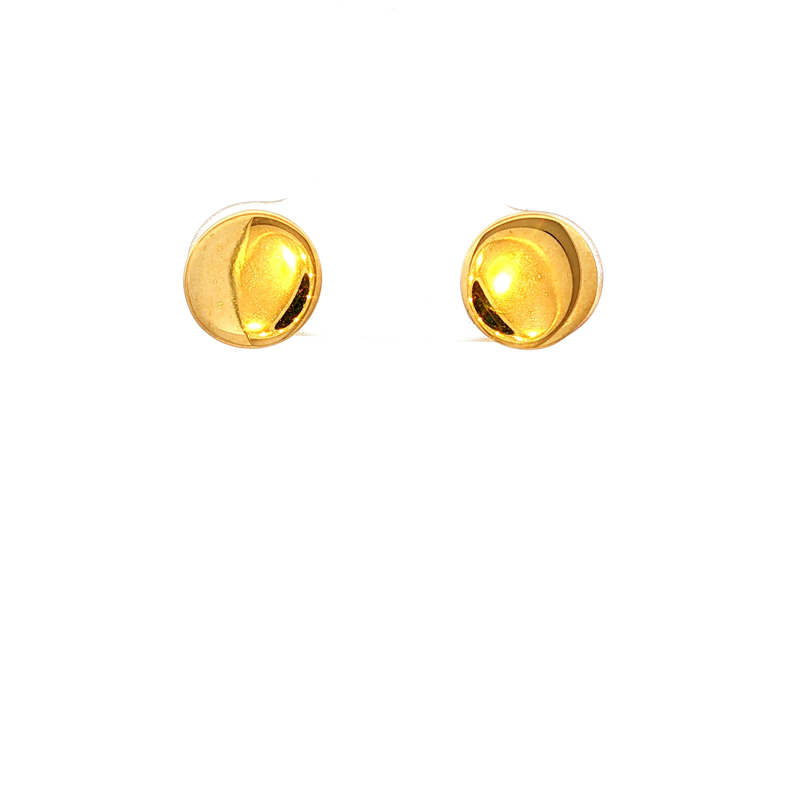 Disc Shiny Stud Earrings in Yellow Gold