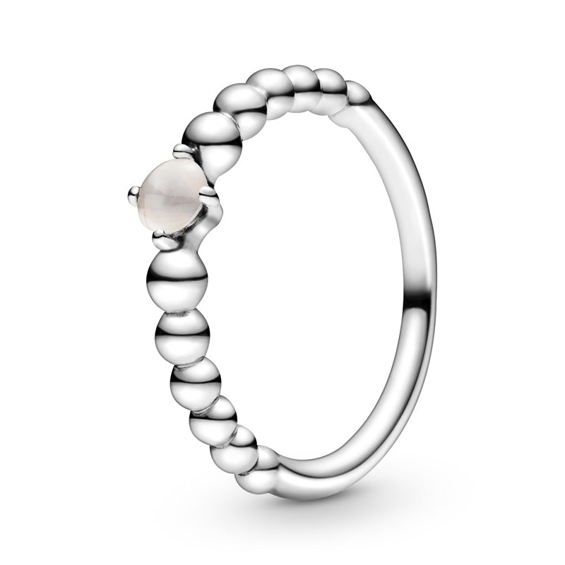 June Misty Rose Silver Ring with Man-Made Misty Rose Crystal