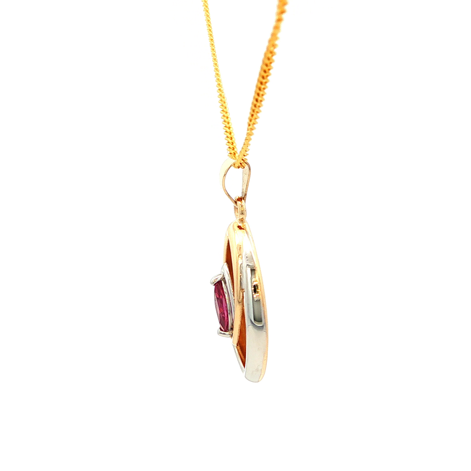 Pink Tourmaline Pendant in Yellow Gold