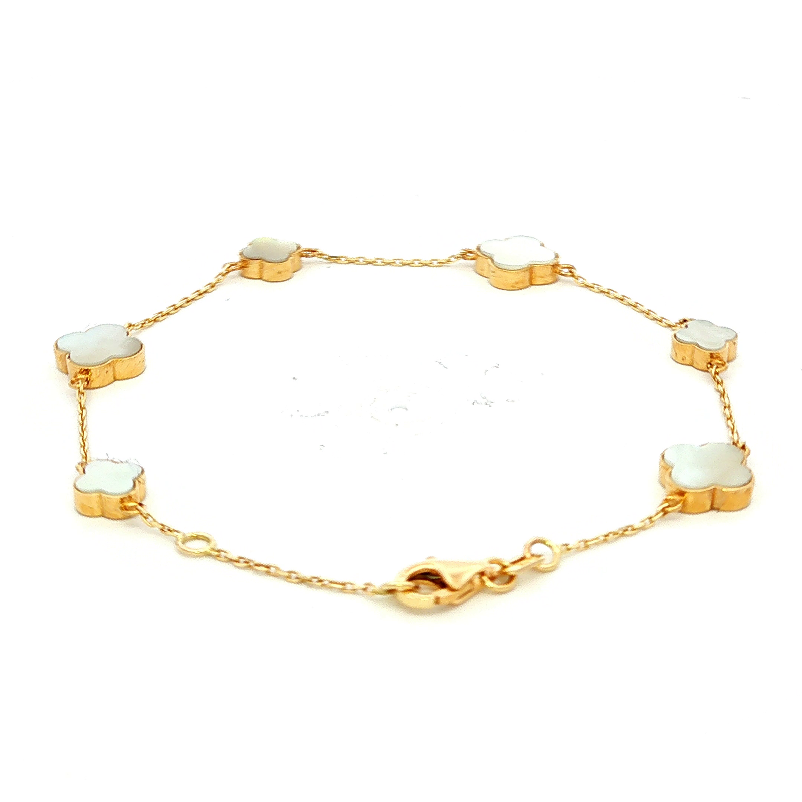 Alternating Chain with Mother of Pearl Clover Bracelet