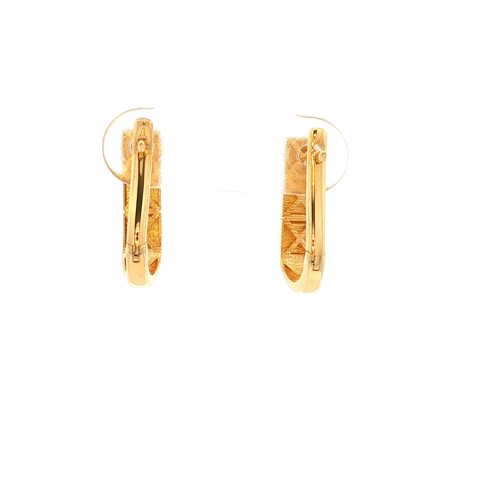 Oblong Lined Clip Earring in Yellow Gold