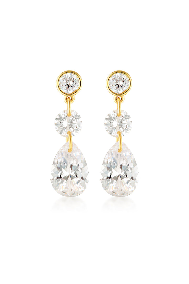 Georgini Mirage Augusta White Cubic Zirconia Earrings Gold