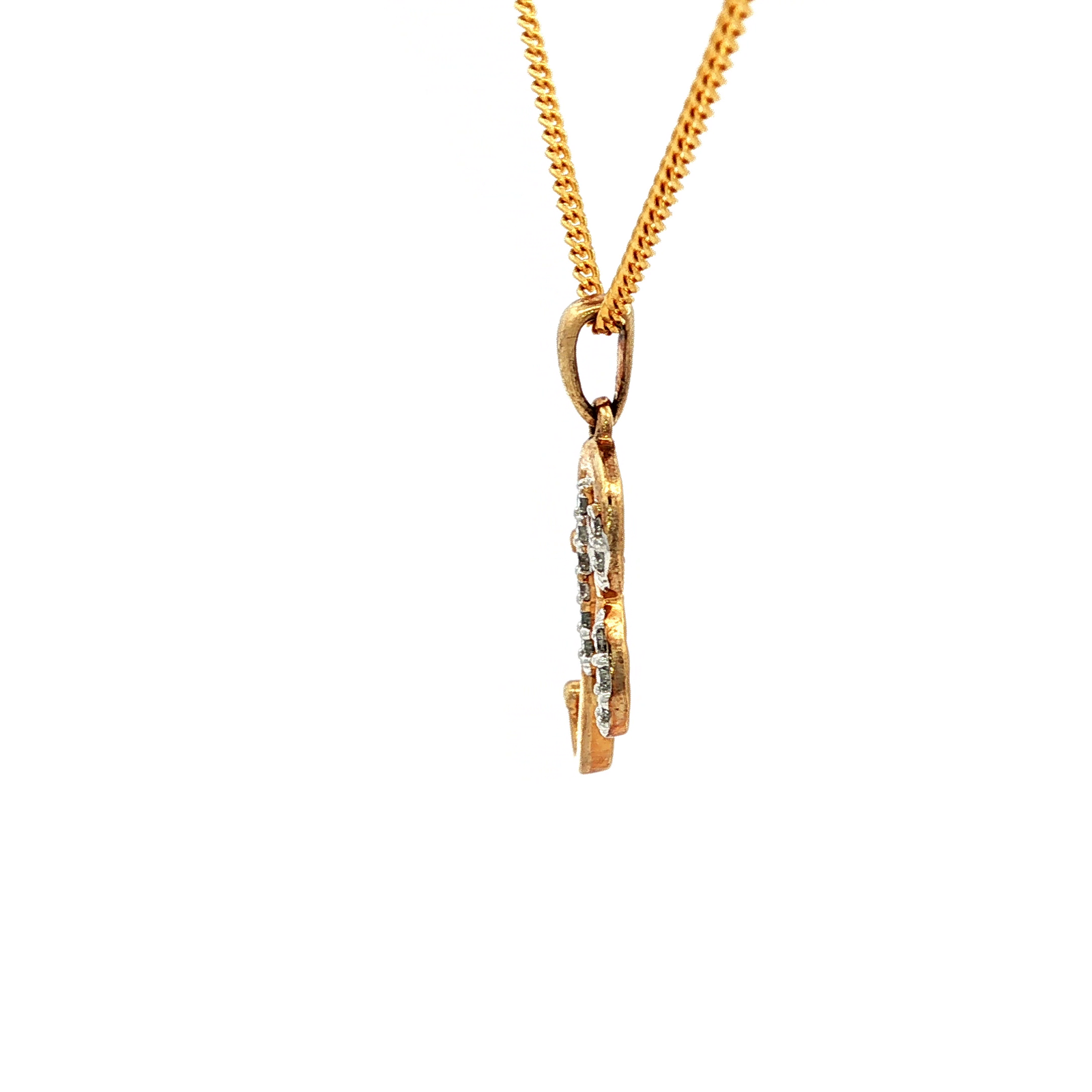 Yellow Gold "B" Diamond Letter Charm Necklace
