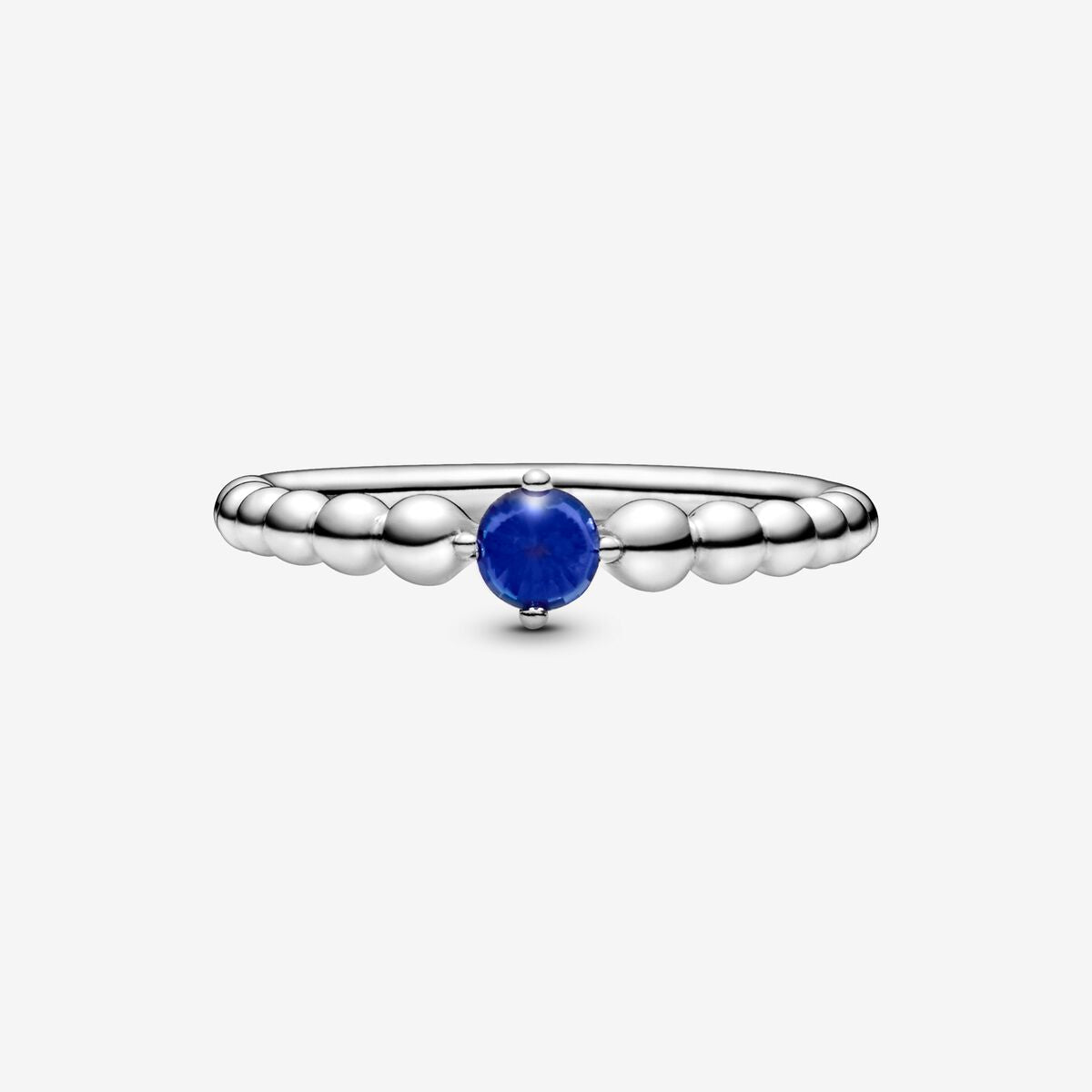 September Royal Blue Silver Ring with Man-Made Royal Blue Crystal