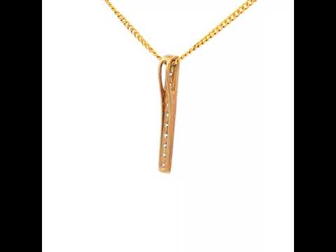 Yellow Gold Diamond Bar Pendant Necklace