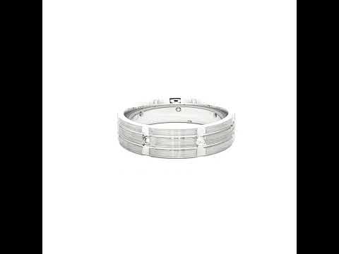 Platinum White Gold Band Ring with Round Brilliant Diamonds
