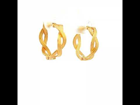 Swirl Plait Huggie Earrings in Yellow Gold