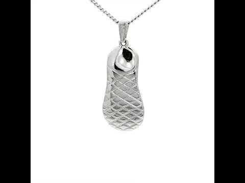 White Gold Over Silver Diamond Flip Flop Charm Necklace