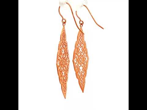 Filigree Flat Drop Earrings in Rose Gold