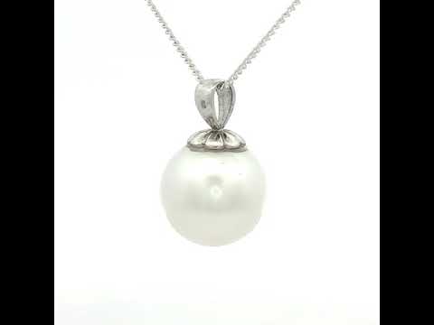 Pacific Cultured Pearl Pendant in White Gold