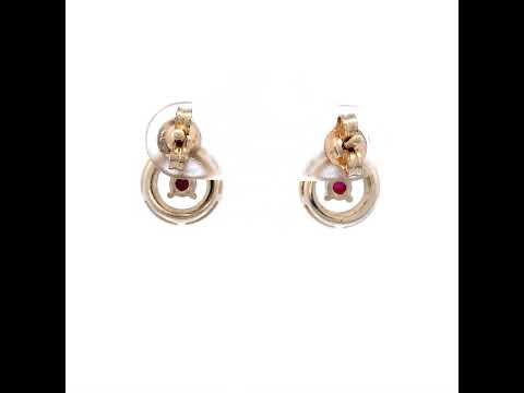 Ruby and Diamond in Yellow Gold Stud Earring
