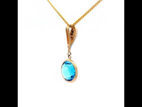 Blue Topaz and Diamond Set Drop Pendant