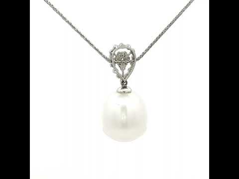 White South Sea Pearl and Diamond Pendant in White Gold