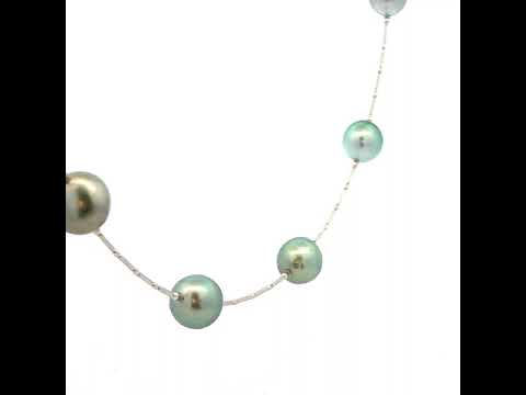 Tahitian South Sea Pearls on Flexible 18ct White Gold Omega Chain
