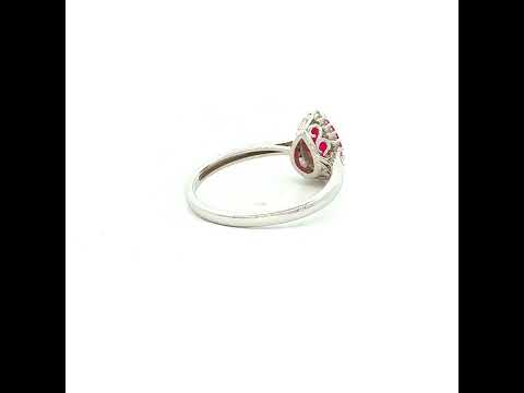 Pear Ruby Ring with Diamonds in White Gold