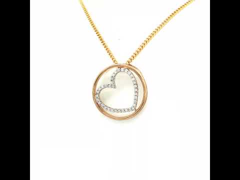 Yellow Gold Charm Necklace with Heart-Shaped Diamond Pendant