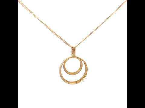 Double Circle Diamond Set Pendant in 9 Carat White and Yellow Gold