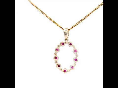 Ruby and Diamond Oval Pendant