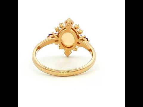 Amethyst and Opal - Crystal & Tsavorite Green in Yellow Gold