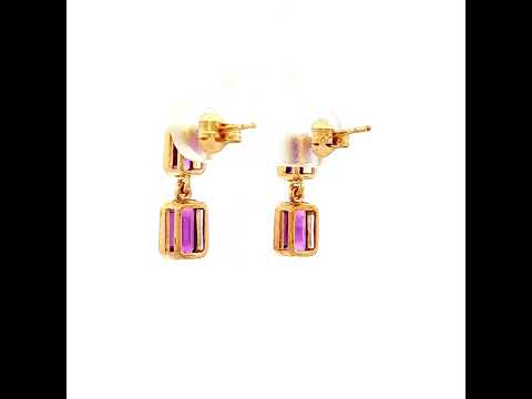 Amethyst Stud Earrings in Yellow Gold