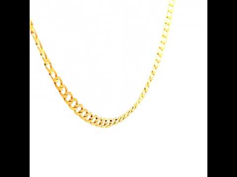 Diamond Cut Round Edge Open Curb Necklace in Yellow Gold