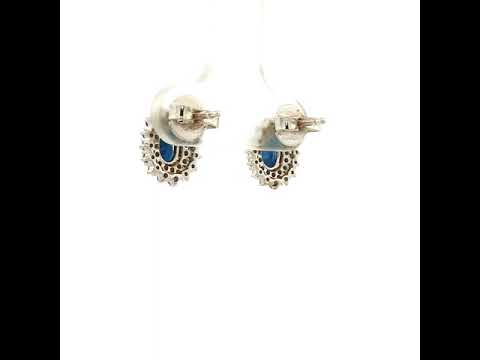 Diamond and Blue Sapphire Earrings in White Gold
