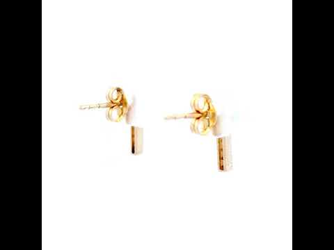 Yellow Gold Bar Earrings with Cubic Zirconia