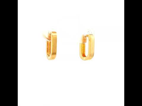 Oval Shape Huggie Earrings in Yellow Gold