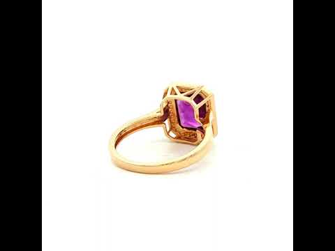 Diamond and Amethyst Ring in Yellow Gold