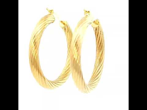 Twist Tube Hoop in Yellow Gold